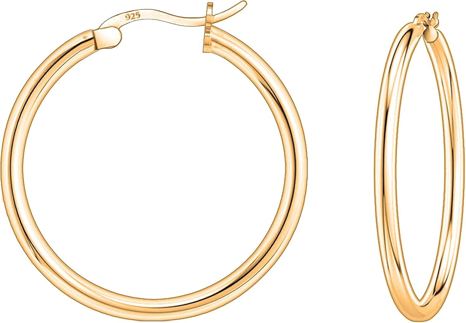 Savlano 925 Sterling Silver Round Hoop Earrings – 18K Gold Plated Hoop Earrings for Women & Men Comes in 10MM-25MM with a Gift Box