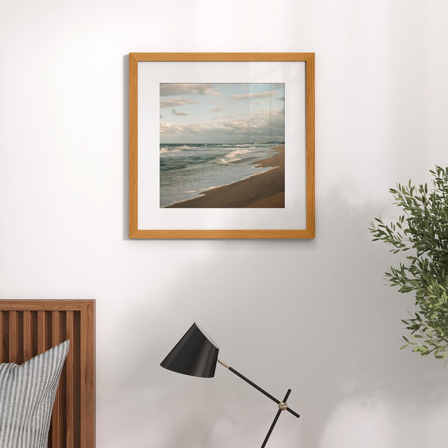 16x16 Picture Frame, Solid Teak Wood 16"x16" Photo Frame for Wall, Right Angle 16 x 16 Picture Frame Matted to 12x12, 16 by 16 Frame HD Tempered Glass,Vertical or Horizontal Wall Hanging, 1 Pack