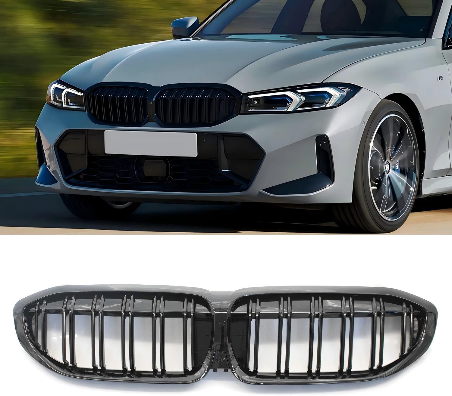 GSRECY G20 Grill, Single Slat Gloss Black Front Bumper Kidney Grille 2019-2022 3 Series G20 316i 318i 320i 328i 330i 335i 340i