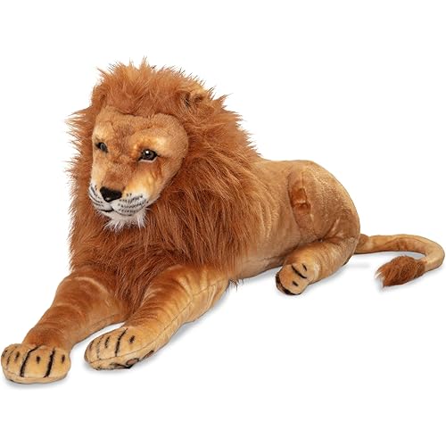Melissa & Doug Giant Lion Stuffed Animal Plush Toy (Over 6 Feet Long) - Lifelike Plushie Lion for Pretend Play and Room Decor, Toddler Toys for Ages 3+