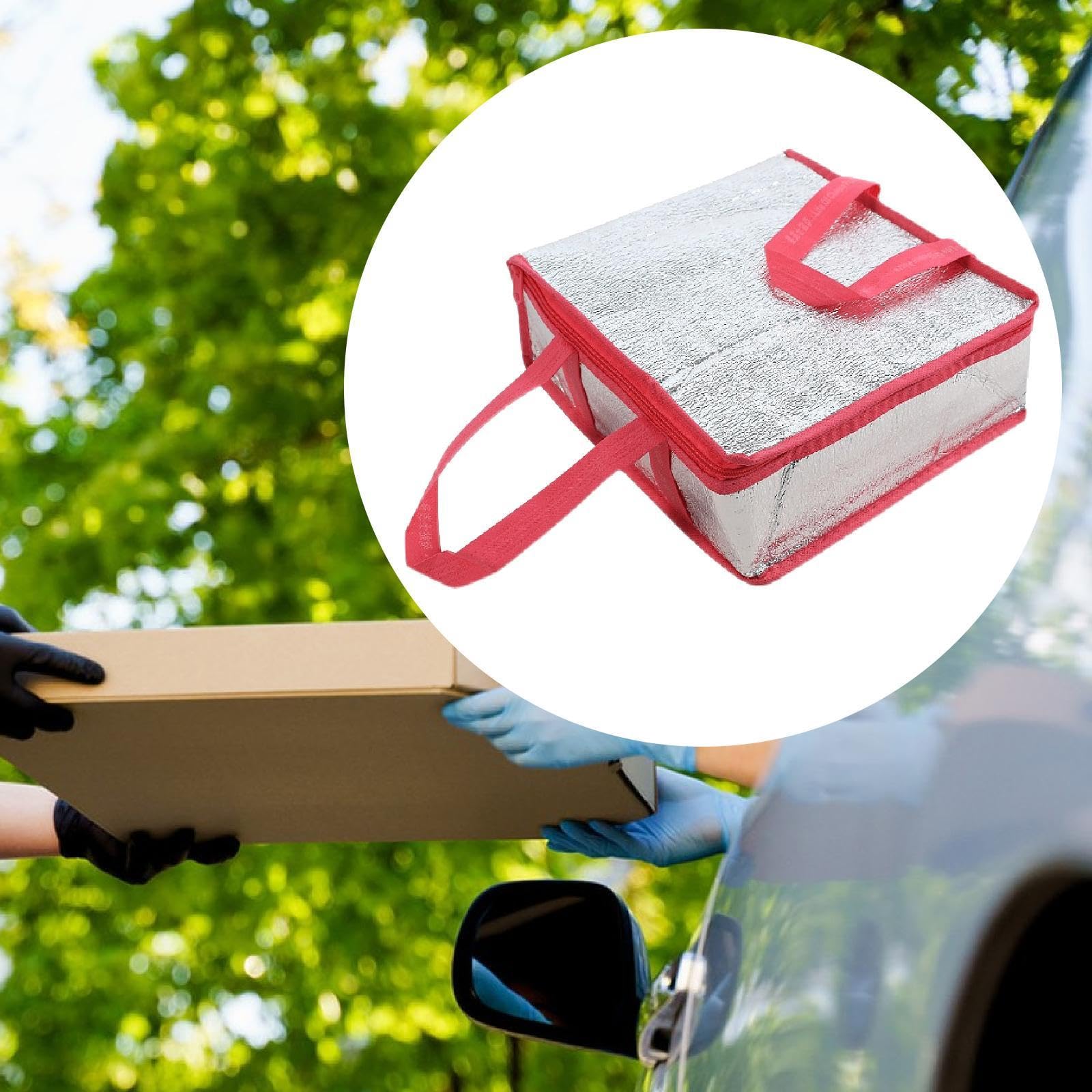 Isolierte Pizza Liefertasche, Tragbare Lebensmittelwärmtasche mit Griff, öldichte, Wasserdichte Einkaufstasche, Pizzaträger für Den Persönlichen, Rose Red 35x35x10cm