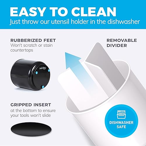 Miniatura 4 de Contenedor giratorio extra grande y resistente, para utensilios, recipiente con base con peso, no se cae, divisor extraíble y plantilla de agarre  A