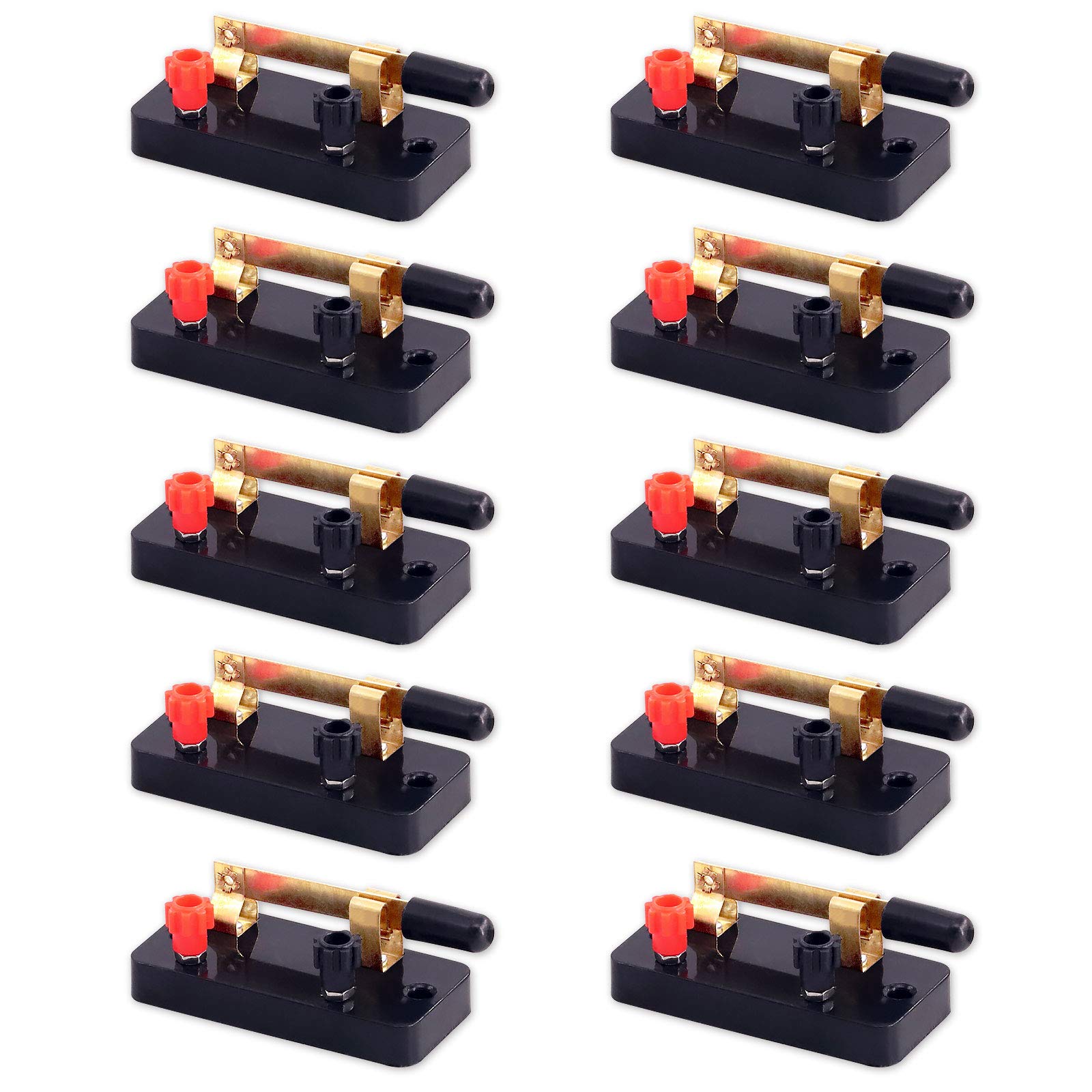 Keadic 10 Pieces Single Pole Single Throw Switch for Physics Laboratory, School Electronic Experimenting, Ideal for Demos Teaching Basic Principles of Electricity & How a Simple Circuit Works
