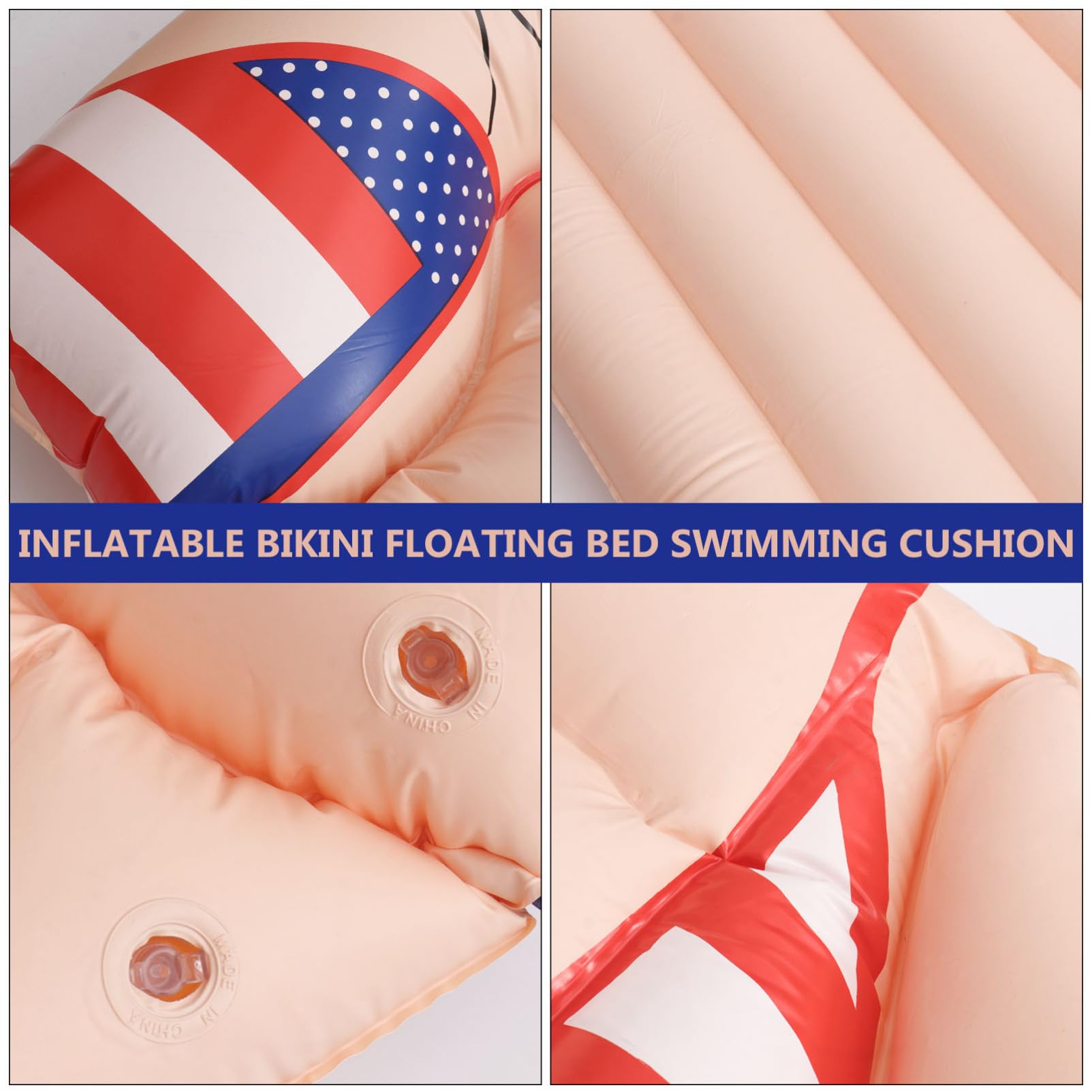 Kisangel Cama Flotante Inflable para Natación Colchoneta Flotante Patrón de Bikini Cojín de Natación para Adultos Piscina o Playa