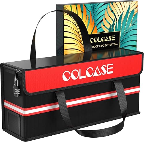 COLCASE Lipo - Bolsa de seguridad ignífuga a prueba de explosiones para batería Ebike y bolsa de carga de batería Lipo con bloqueo de combinación,