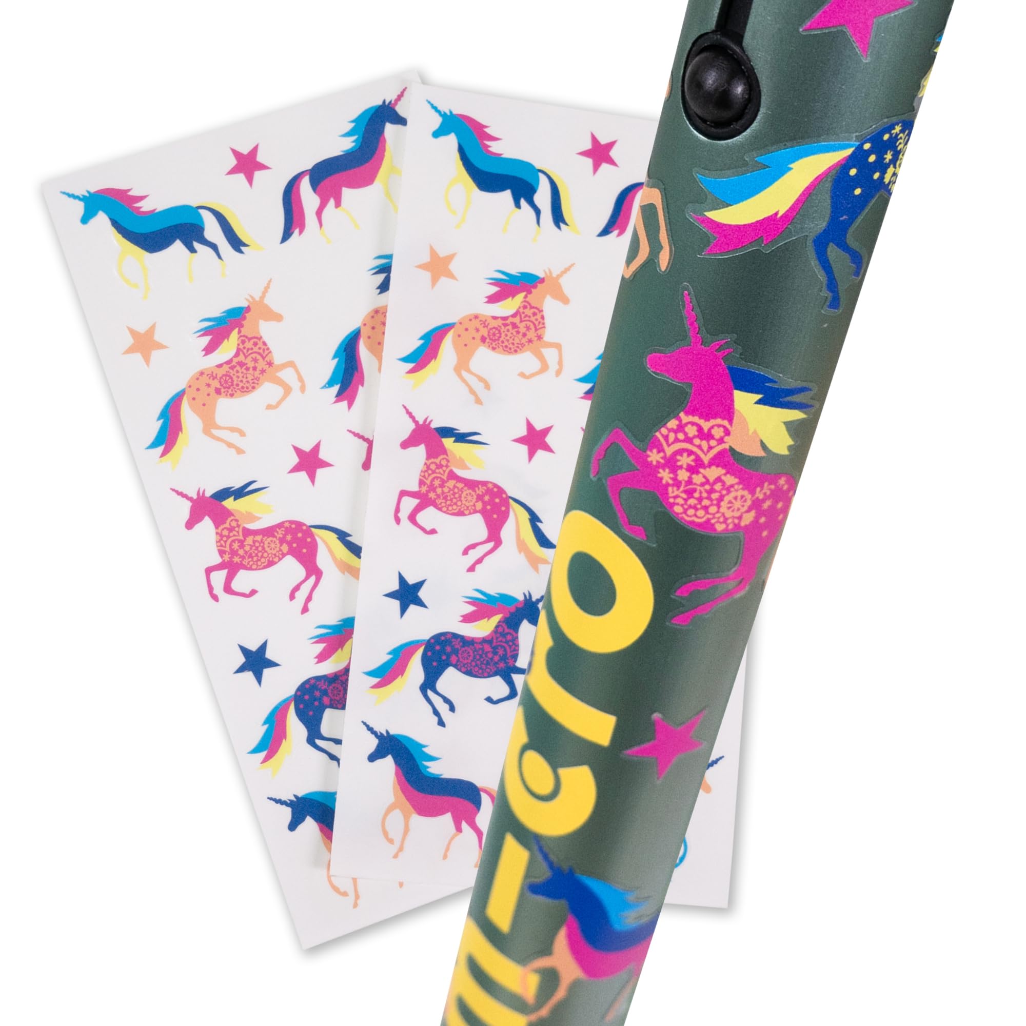 Micro Scooters | Pack of 34 | Unicorn & Star Stickers | Perfect for Scooters, Bikes and Helmets | Accessories