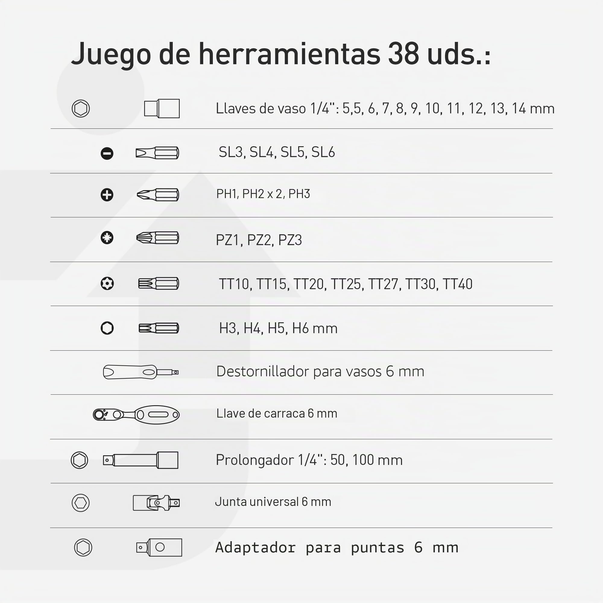 Högert Technik - Pequeño Juego de Herramientas, Caja de Herramientas, Maletin Herramientas, Juego de Llaves de Vaso y Equipamiento 1/4, Mecanismo de Trinquete con 72 Dientes - HT1R462, 38 Piezas