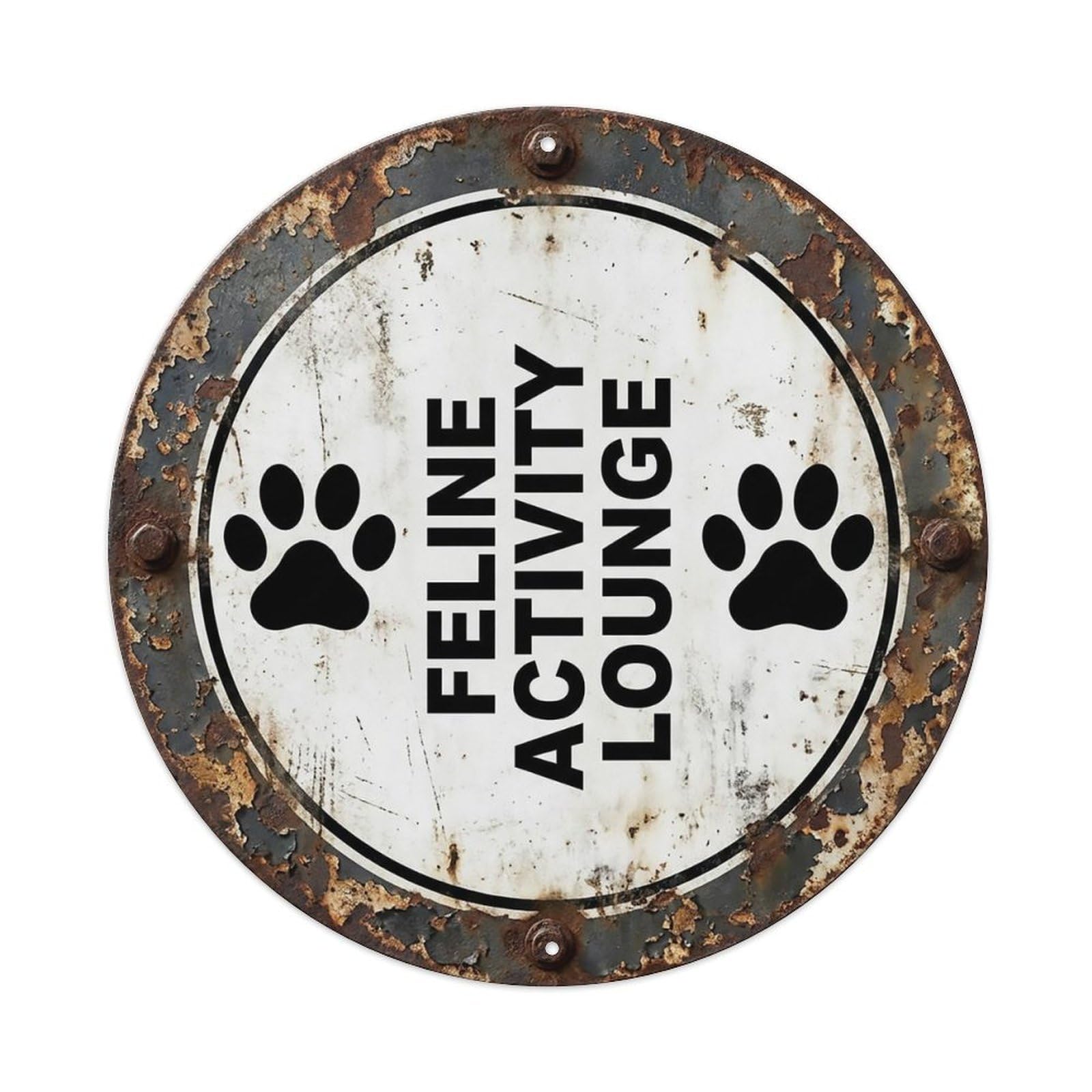 Vintage Feline Activity Lounge Decor Metal Tin Sign