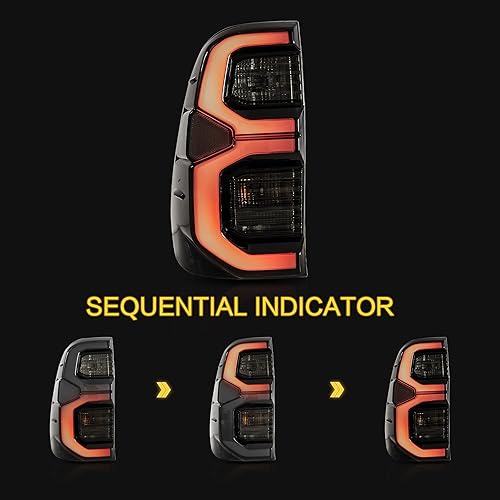 Miniatura 3 de VLAND Conjunto de luces traseras para Toyota Hilux 2015-2020 Base, Chasis, Doble Cab, SR, DLX (no para Tonka), lámpara trasera con DRL, señal de