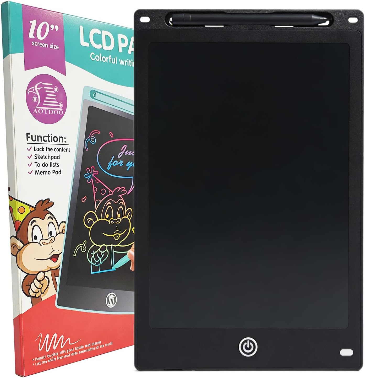 10-inch LCD Writing Tablet, Drawing Board, Office and Study Supplies, Black, 2 Pack