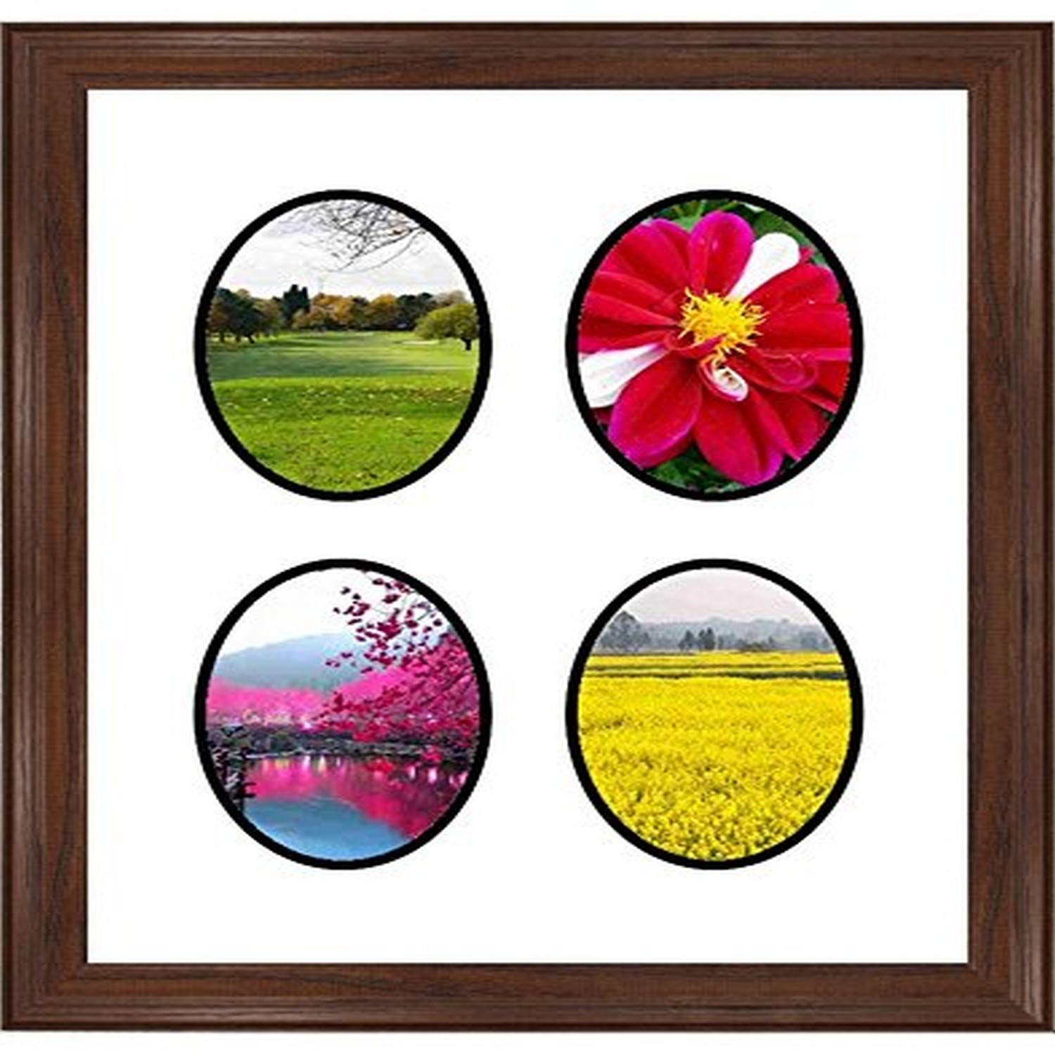Frames By Mail multimat-58936-610 Four Oval Opening Collage Frame for 6" x 8" Photo, Walnut