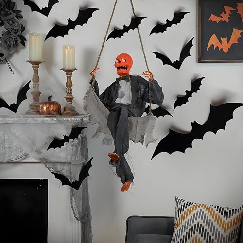 Miniatura 6 de 60 decoraciones de murciélagos de Halloween, decoración de pared, suministros de fiesta de Halloween en interiores y exteriores, calcomanías