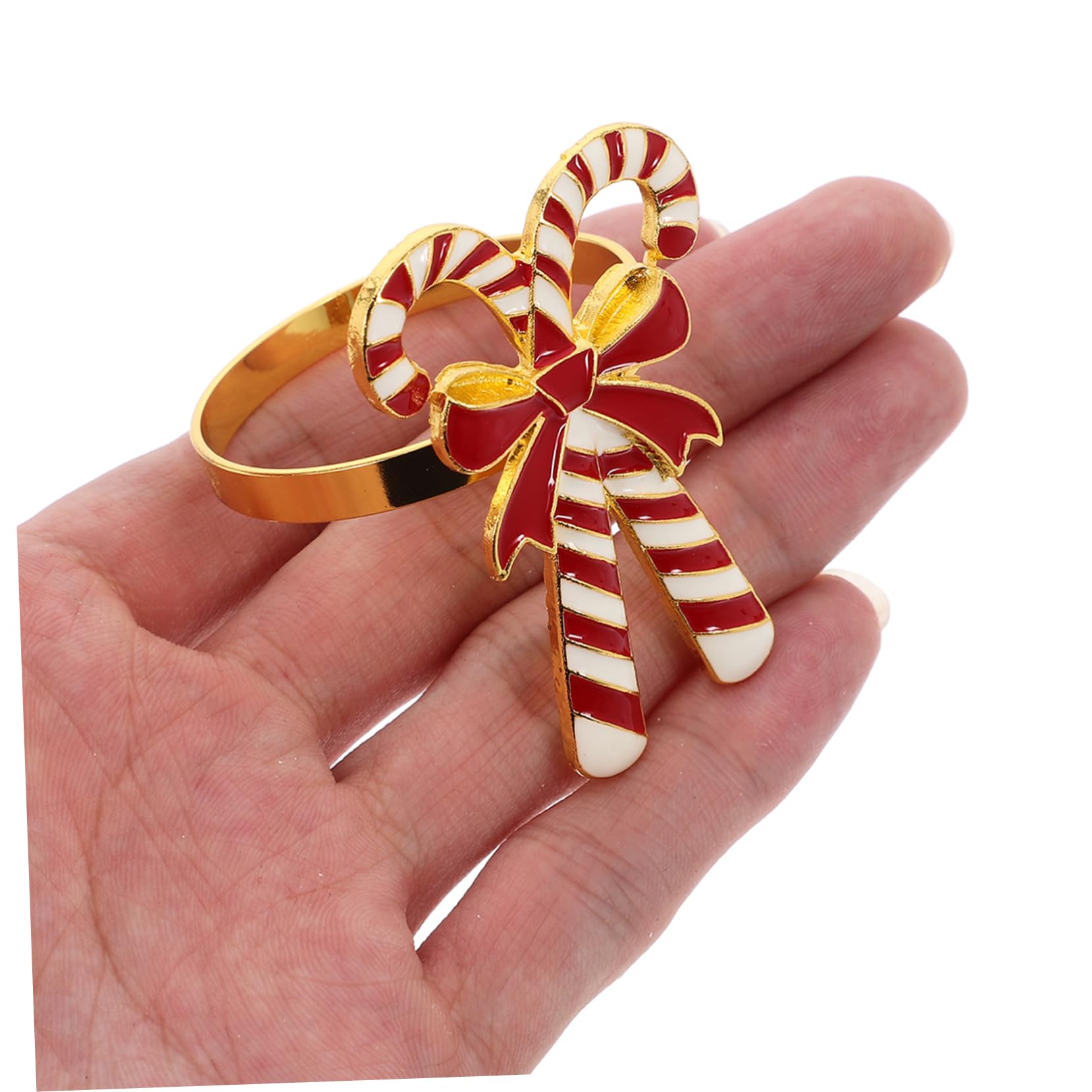 Mikinona 4 Stück Weihnachts Serviettenringe aus Langlebigem Legierungs Material Schleifenform Napkin Buckles für Festliche Tischdeko Einfache Anwendung für Weihnachtsessen und Partys