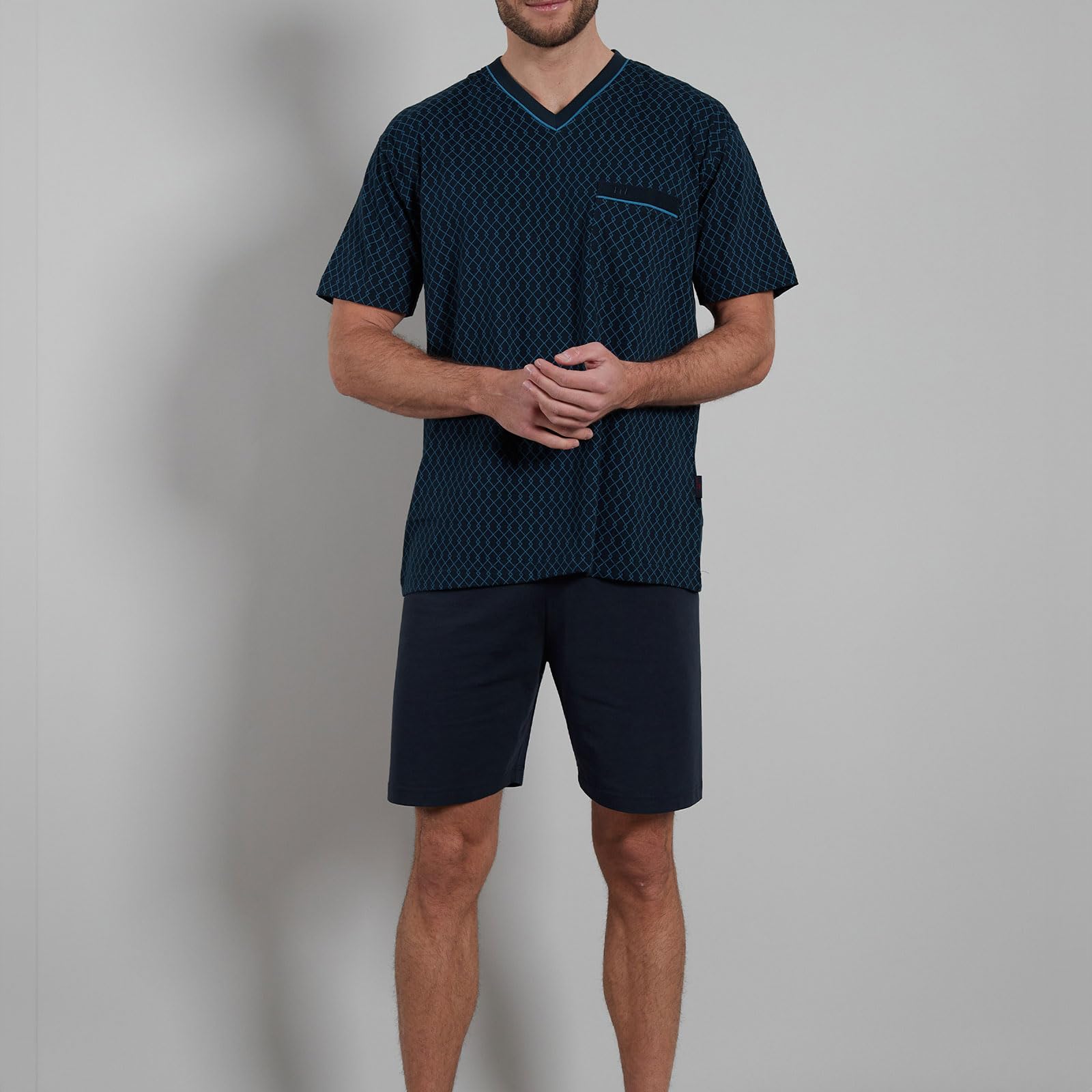 GÖTZBURG Herren Pyjama Set Schlafanzug kurz Shorty Red Label Cotton