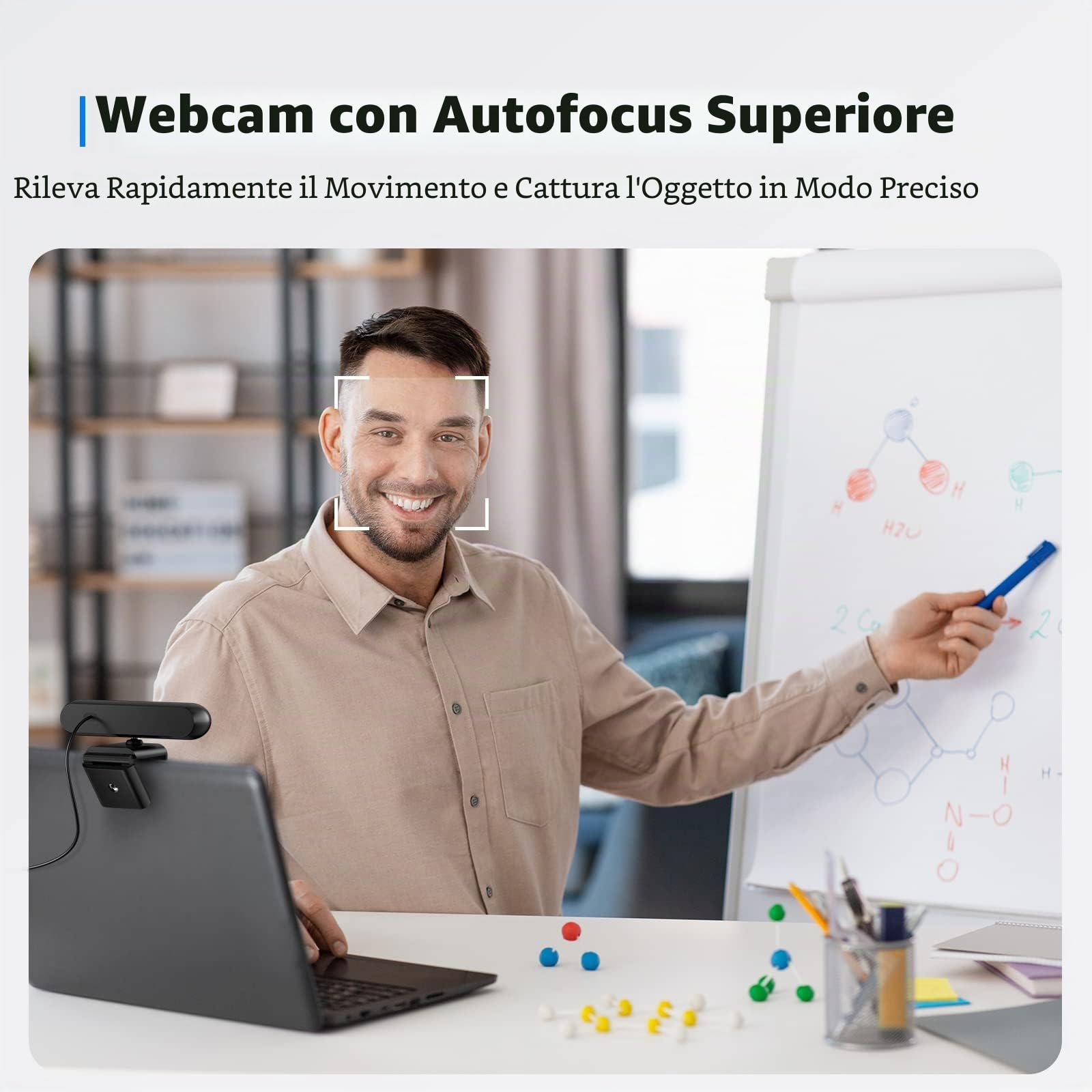 DEPSTECH Webcam 4K Sony, foco automatico, microfoni stereo, USB Plug & Play, correzione luminosità, copriobiettivo, treppiede per Skype/Zoom/streaming/apprendimento online