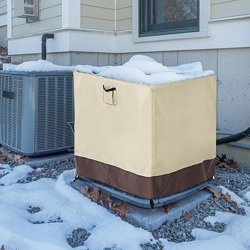 Miniatura 6 de ABCCANOPY Funda protectora impermeable para muebles de exterior, cubierta cuadrada universal para muebles, 34 x 34 x 32 pulgadas, color beige y