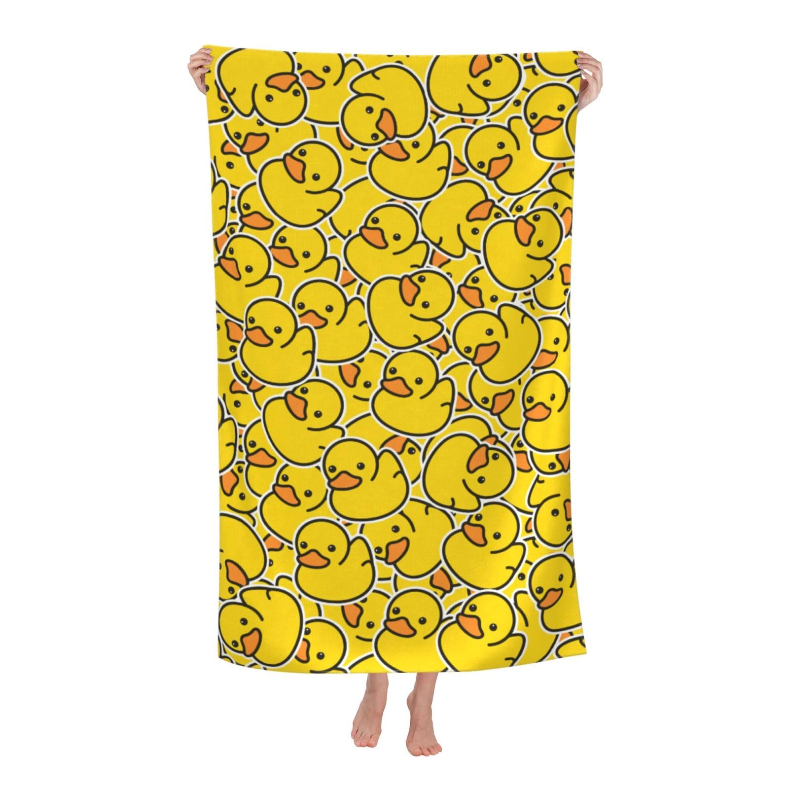 Newhomestyle Yellow Duck Beach Towel, Cute Duck Print Quick Dry Absorbent Bath Towel, Boy & Girl Thin Lightweight Pool Towel for Travel Yoga Swim Spa - 77X153cm/ 30x60 Inch