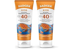 Badger Kids Sunscreen Cream SPF 40 - Gentle Organic Mineral Sunscreen for...