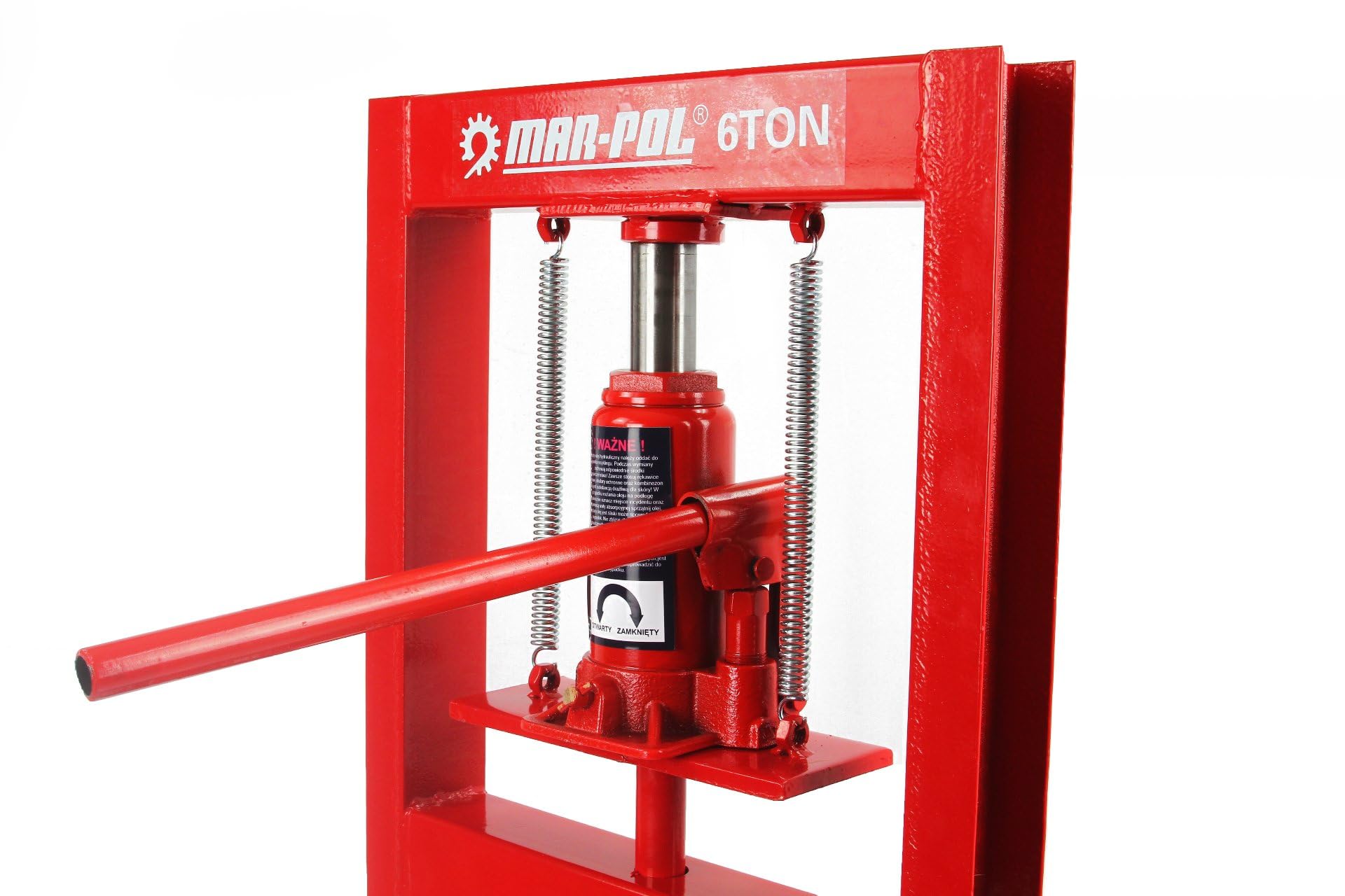 Prensa hidráulica de 6T | 93,5 x 40 x 41 cm | Banco de trabajo transversal ajustable en 4 niveles | Elevador con perno atornillable | Juego de espaciadores | de acero