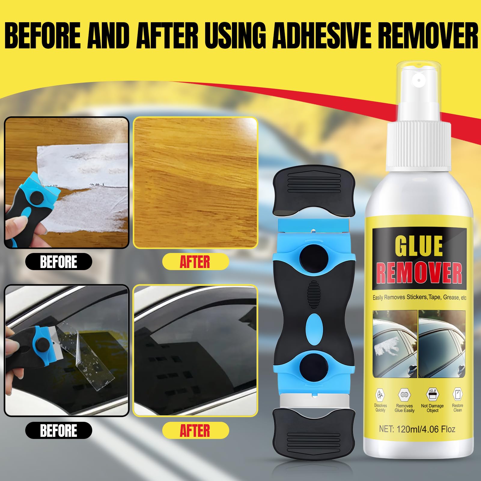 NoxGule Rimuovi Silicone 200 Ml Con Raschietto – Solvente Potente Per Sigillante Indurito, Adesivi E Residui Di Colla Per Cucina, Bagno E Auto