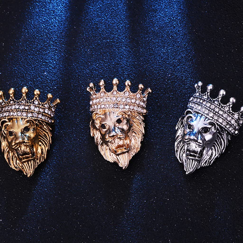 Moda zwierzęca 3-częściowy Retro lew męski garnitur w stylu punkowym marynarka korona prerii(Silver)