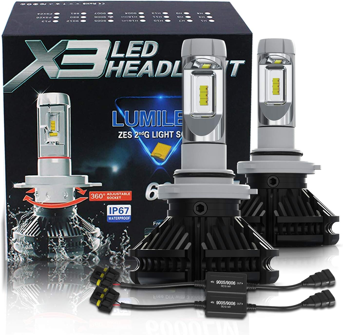 9006 HB4 Led Headlight Bulbs CANBUS ERROR FREE Conversion Kit 12000LM 3000K 6500K 8000K DIY
