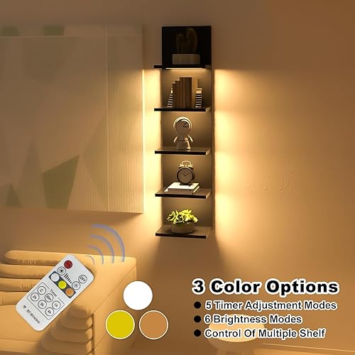 Miniatura 4 de Estantes de pared de 5 niveles con luz LED, estante de columna vertical, almacenamiento flotante, organizador de decoración del hogar, estante de