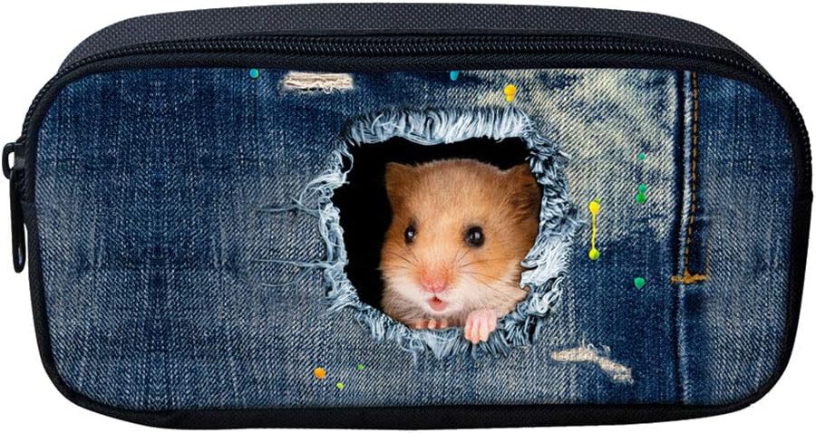 Nopersonality Vintage Teen Boys Animal Hamster Pencil Bag fo School Creative Pencilbag