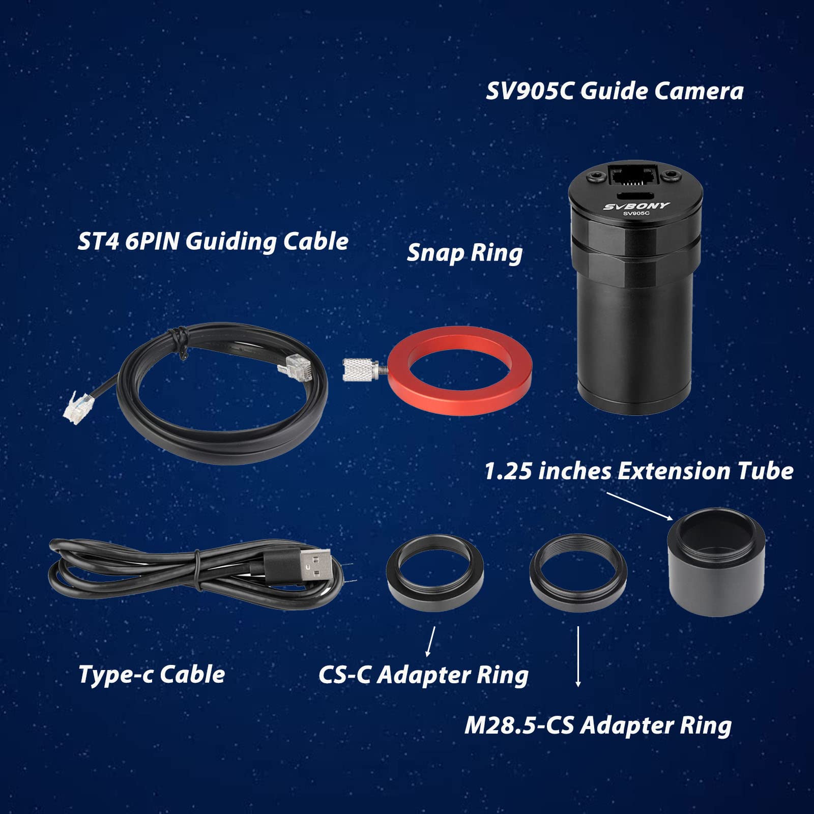 SVBONY SV905C - Telecamera guida da 1,23 MP, sensore CMOS da 1,23 MP, fotocamera per astrofotografia USB 2.0 con rivestimento AR, per navigazione autonoma e astrofotografia
