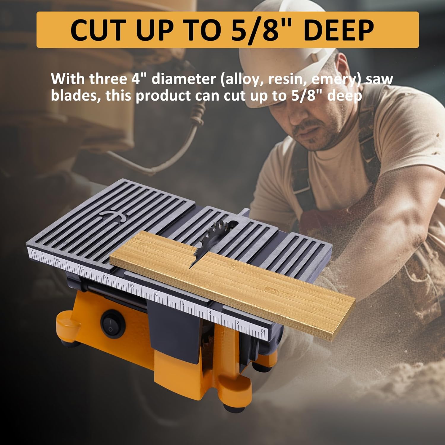 Mini Table Saw 90w 110v Portable Miter Saw Hobby Table Saw Bench Electric Cutting Machine For Diy Handmade Woodworking Crafts Cut Wood Stone Metal 3 Blades