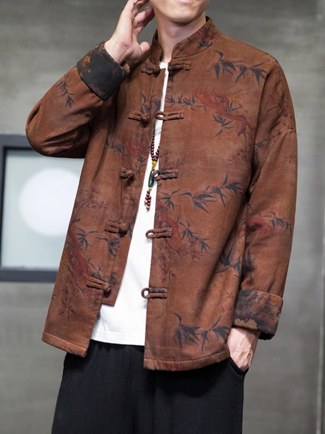 Men's Shirt Spring Autumn Linen Tang Suit Retro Casual Tops for Men