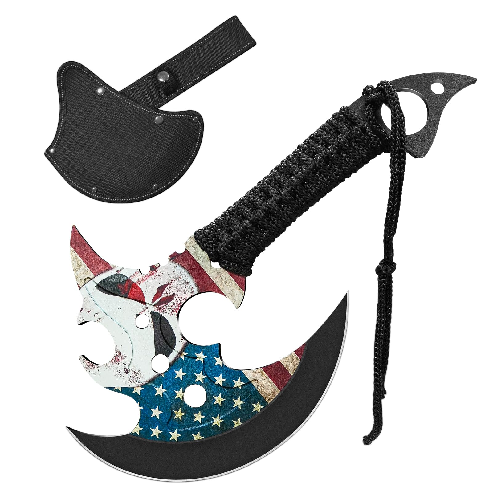 Outdoor 13" Camping Hatchet,Multi Functional Shock-Absorbing Hand Axe,Mountaineering Campfires Self Defense Portable Carrying,13",1LB-image-42