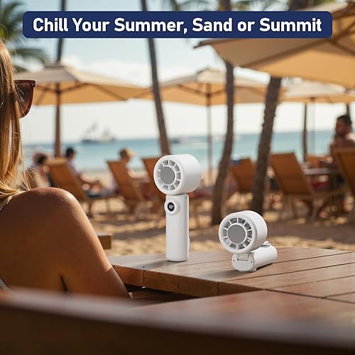 Miniatura 10 de CIVPOWER Ventilador de mano placa de enfriamiento de hielo pequeña portátil, 4000 mAh, recargable, 100 engranajes, turbo de alta velocidad, 10500