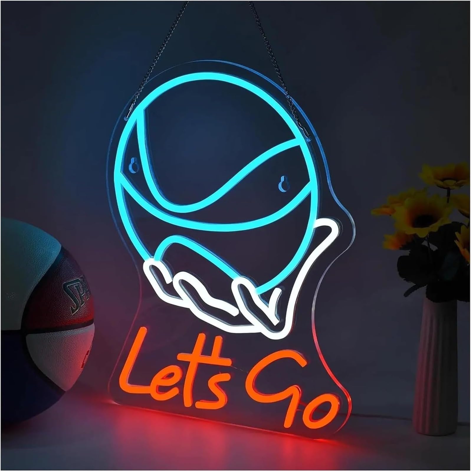 Zynther Neon lamp Basketball Let's Go for neon Lights for Sports Room for for man Cave 28x37.8cm