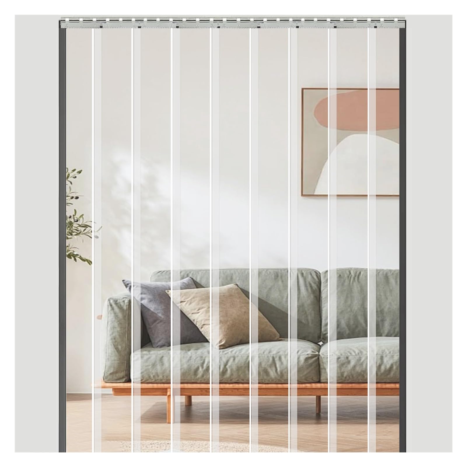 Tenda verticale in PVC, striscia di plastica trasparente per uso industriale e commerciale, ideale per congelatori, magazzini, negozi, terrazze e fienili (120 x 210 cm)