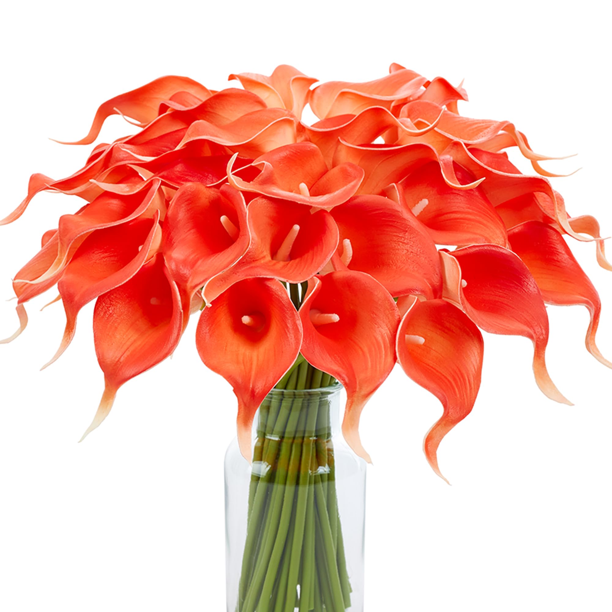 SITUMEIZI 24 Pcs Coral Fake Flowers Artificial Calla Lily