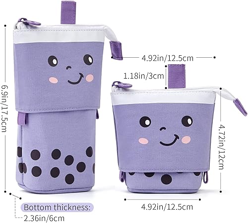 Vista 14 de ANGOOBABY - Estuche telescópico para bolígrafos, cosméticos, para la escuela, estudiantes, oficina, adolescentes, niñas, niños (color rosa)