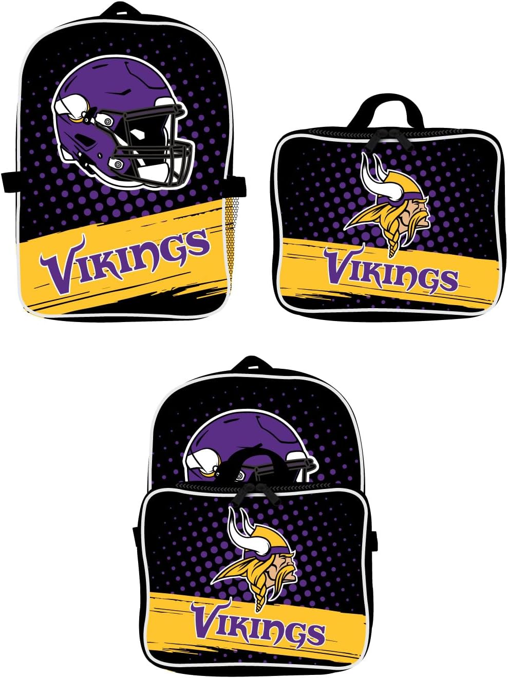 Minnesota Vikings Backpack Lunch Bag -Ideal for School, Travel, or Game Day