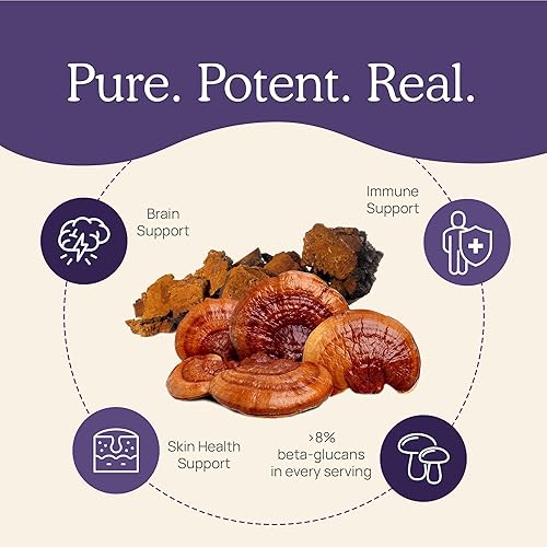 Miniatura 8 de Real Mushrooms Paquete de vitamina D2, zinc, chaga, reishi (120 unidades) y cola de pavo (90 unidades)  Suplemento natural de fuerza inmunológica