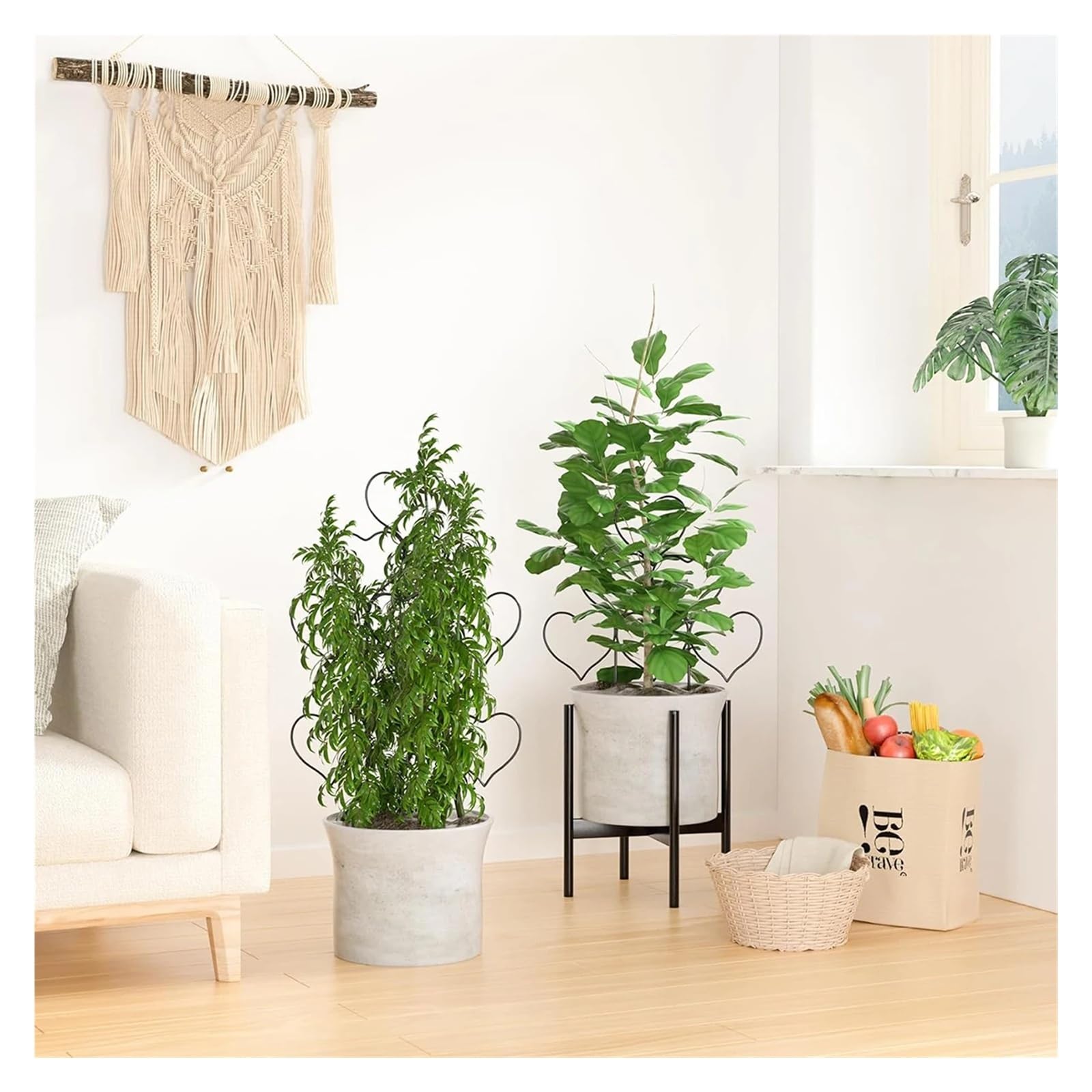 Kletterpflanzenstütze, herzförmiger Ständer, Zimmerpflanzen, Töpfe, Gartengeräte, Zubehör, Spaliere, Dekorationen, Zimmerpflanzen, Bonsai(Black)