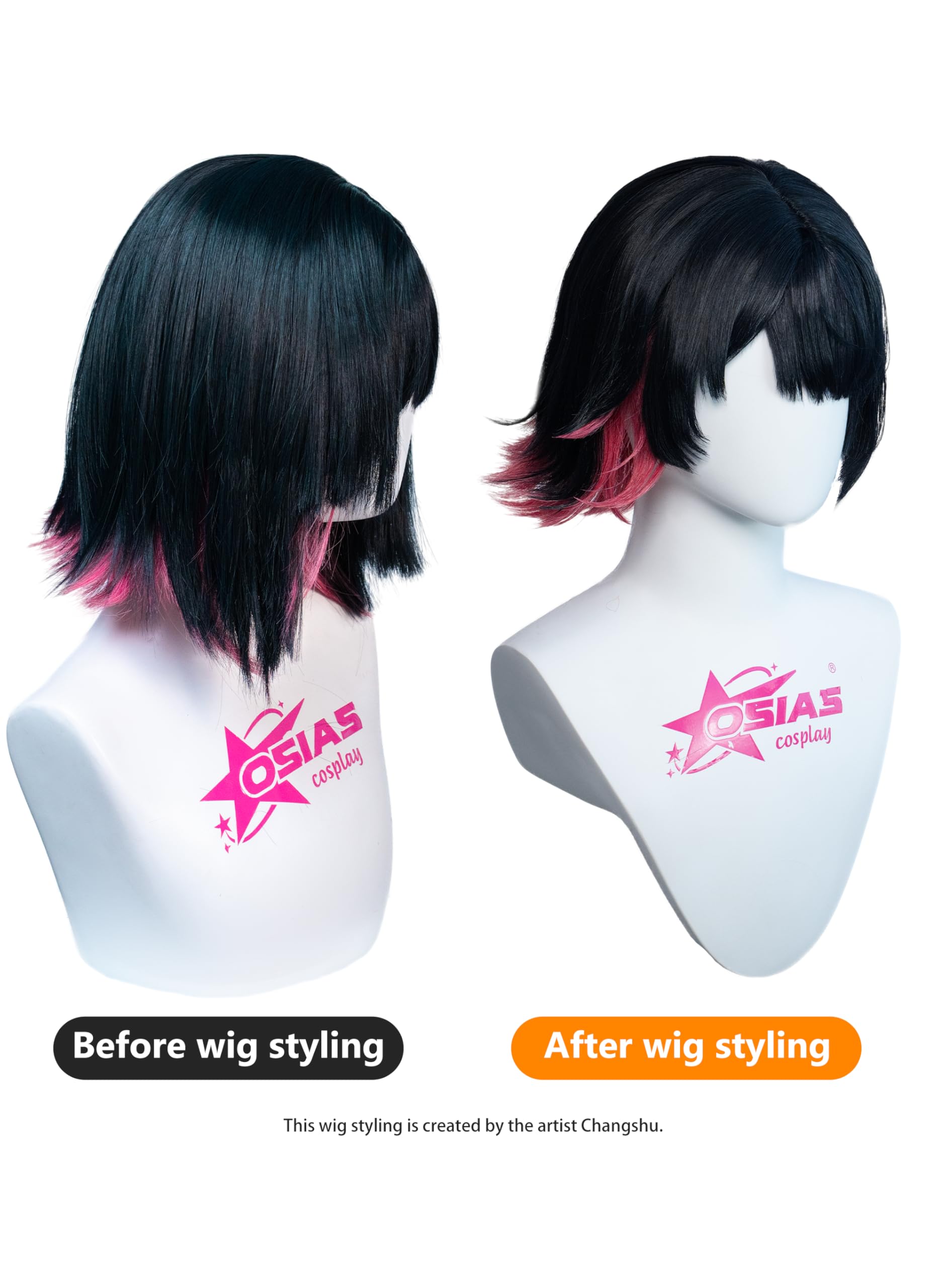 OSIAS Ellen Joe Wig Blue Black Mixed with Pink Synthetic Heat Resistant Hair - Image 4