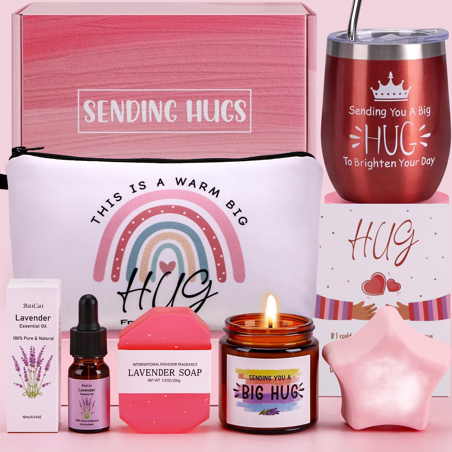 Pamper Gifts for Women Birthday,Self Care Package For Her,Mum Skin Care Relaxation Spa Bath Set Get Well Soon Hug in a Box Giffs for Women,Best Friend,Sister,Wife