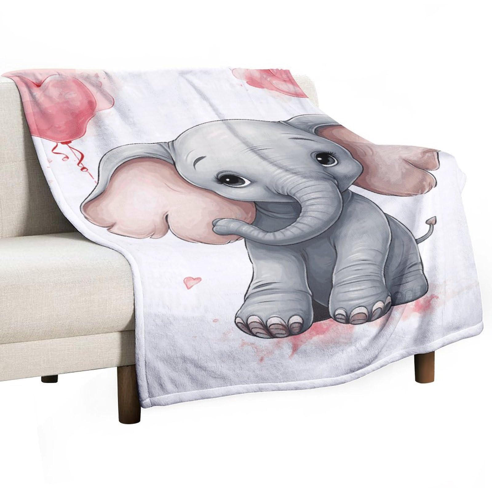 Couverture en flanelle éléphant 127x178cm douce et chaude quatre saisons pour lit