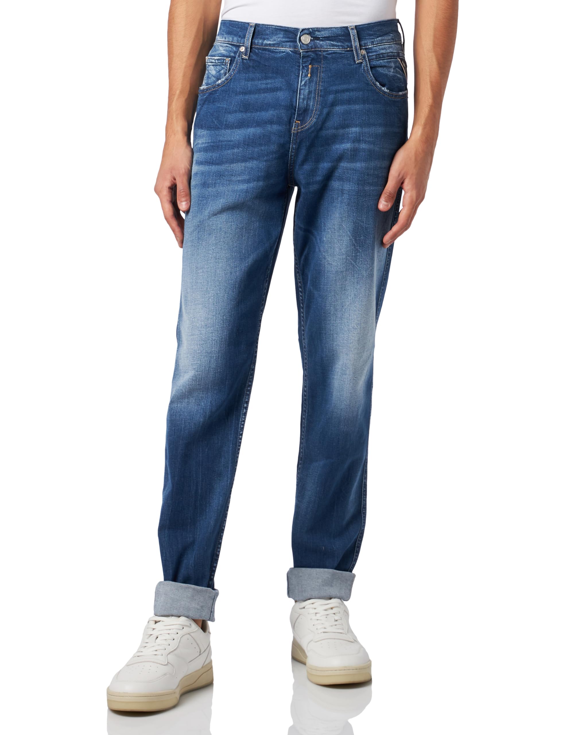 REPLAY Herren Jeans Sandot Tapered-Fit Bio, Medium Blue 009-2 (Blau), 28W / 34L