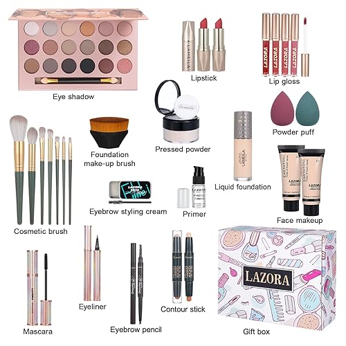 Miniatura 2 de El kit de maquillaje todo en uno para niñas incluye sombra de ojos corrector de pincel lápiz labial corrector de brillo de labios lápiz de ojos