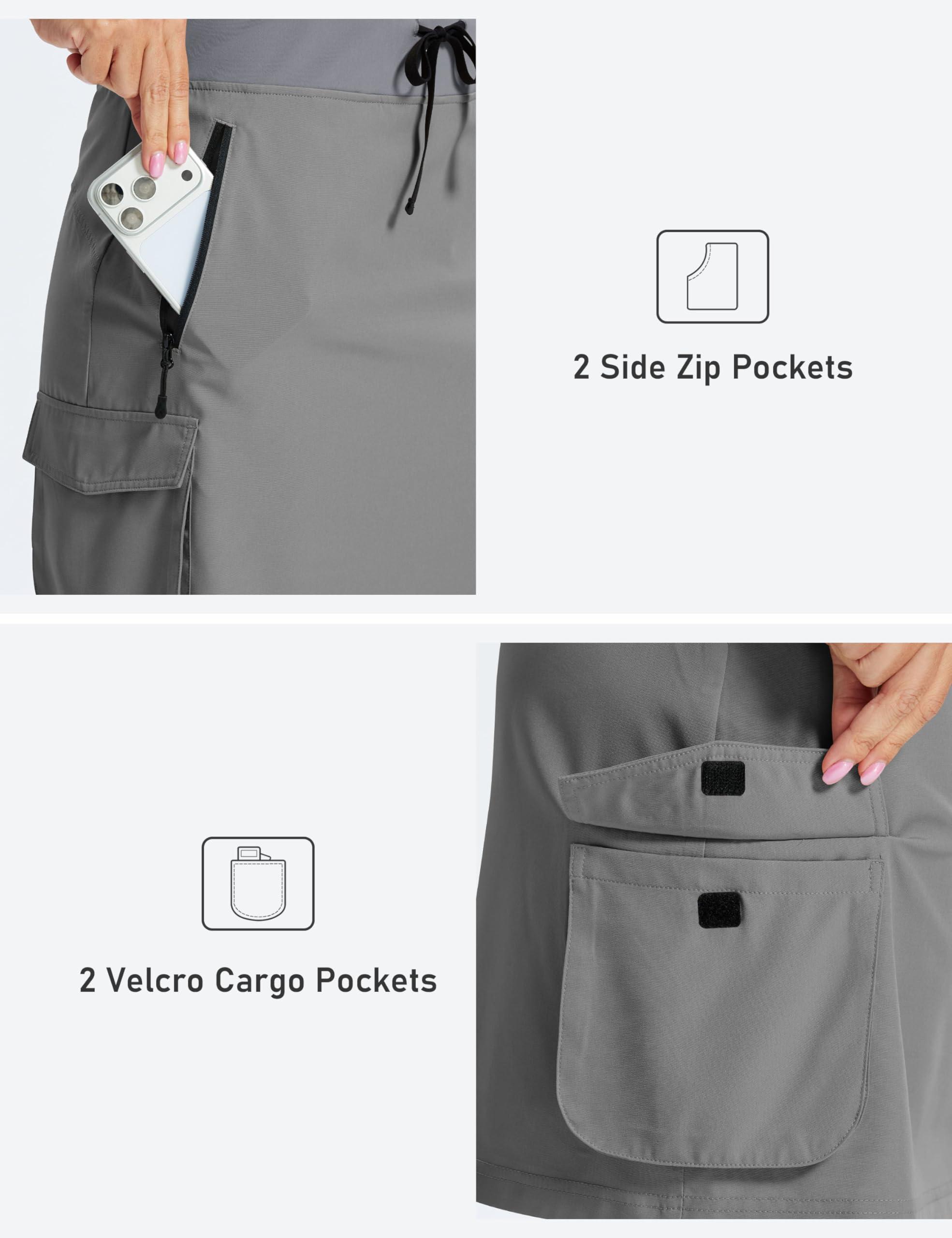 MoFiz Faldas Mujer Verano Falda Golf Deportivas Pantalon Falda Women Trekking Falda de Tenis con Bolsillos Cargo