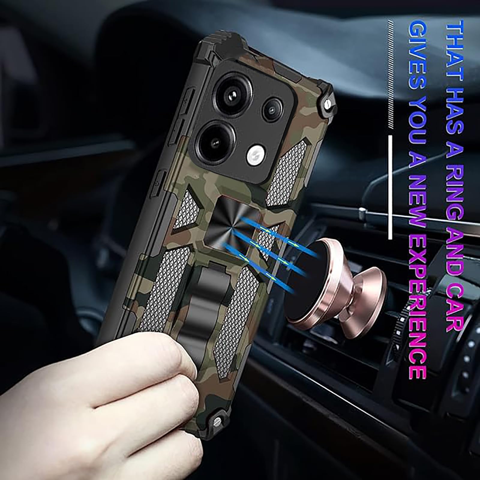 Custodia Militare Per Xiaomi Redmi Note 13 Pro Plus: Camouflage Con Supporto, YH Blue
