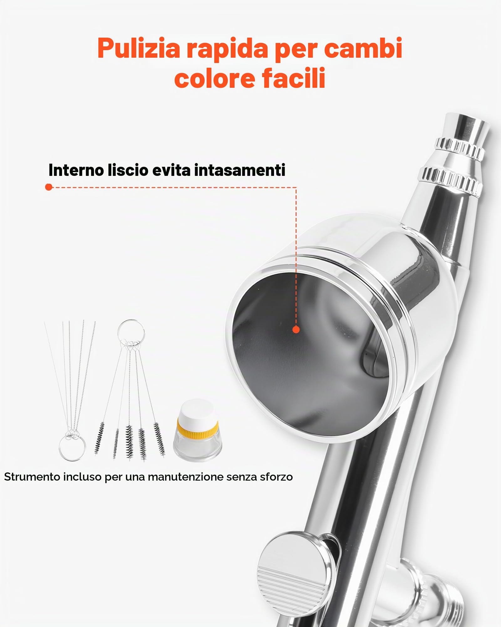 VEVOR Set Aerografo 1/6 HP con Compressore d'Aria, 3 Spruzzatori Aerografo a Doppia Azione con 3 Ugelli (0,3/0,3/0,35 mm) Flusso d'Aria 20-23 L/min, per Decorazione di Torte, Pittura di Modelli