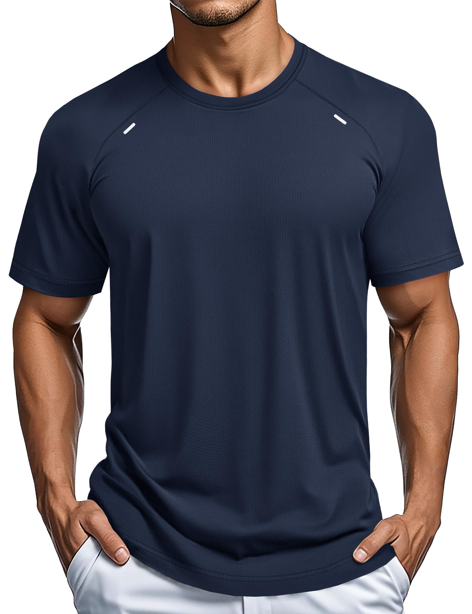 Men's Dry Fit Shirts Mesh Short Sleeve Athletic Lightweight Workout Performance Hiking Shirt