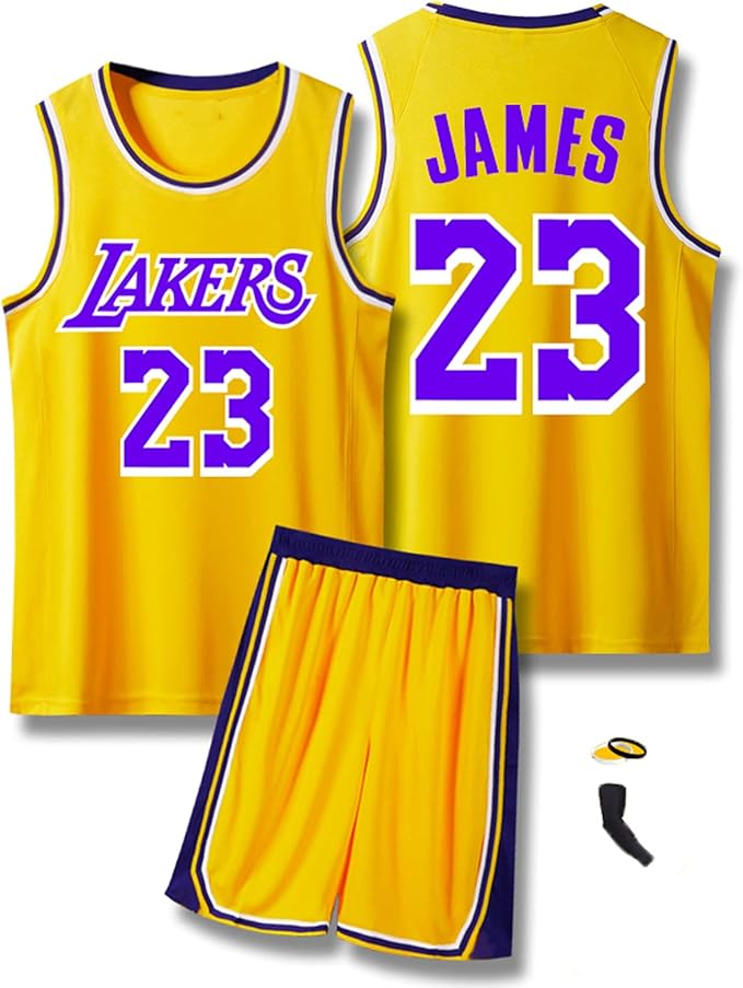 Basketball Jersey Set Breathable Sports Tshirt Lakers 23 James Adult